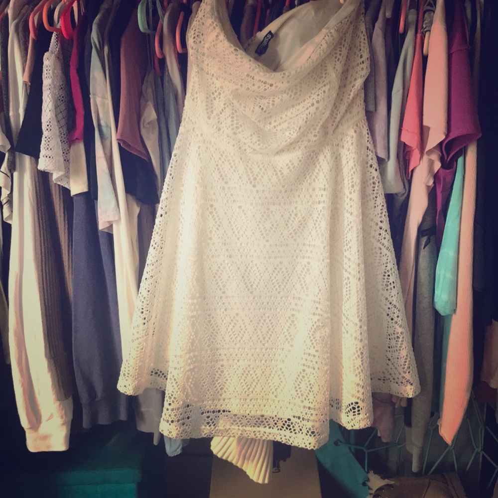Express Lacey cream white dress. Size Large.